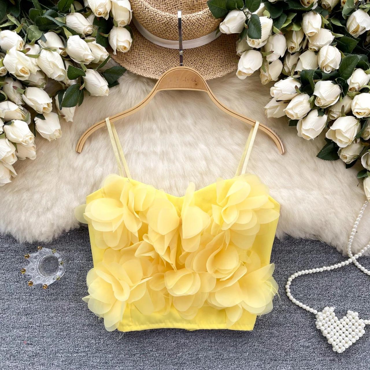 Yellow floral tank top shop