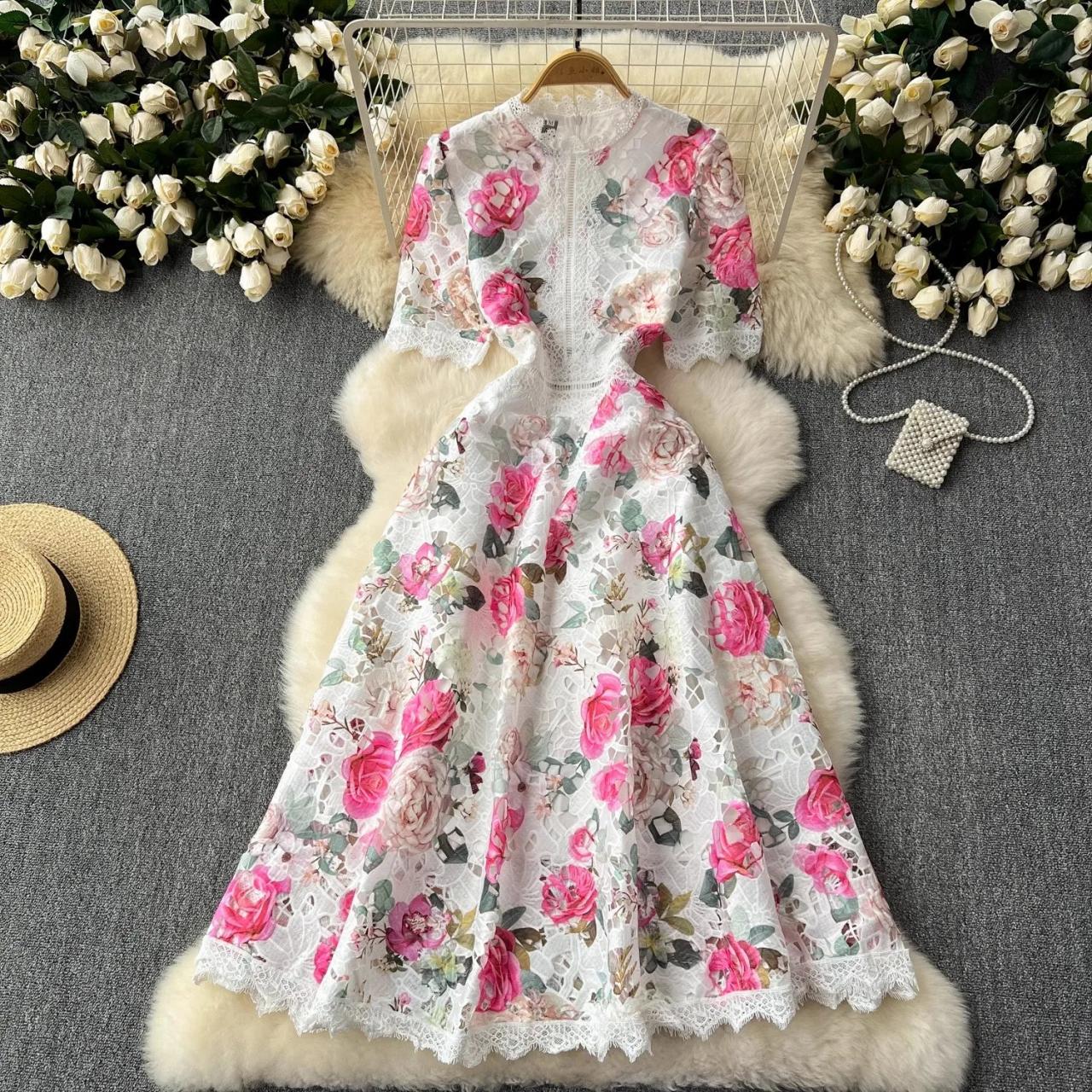 chinese dress ladies The Delicate Floral Lace Dress – Hong Hoa