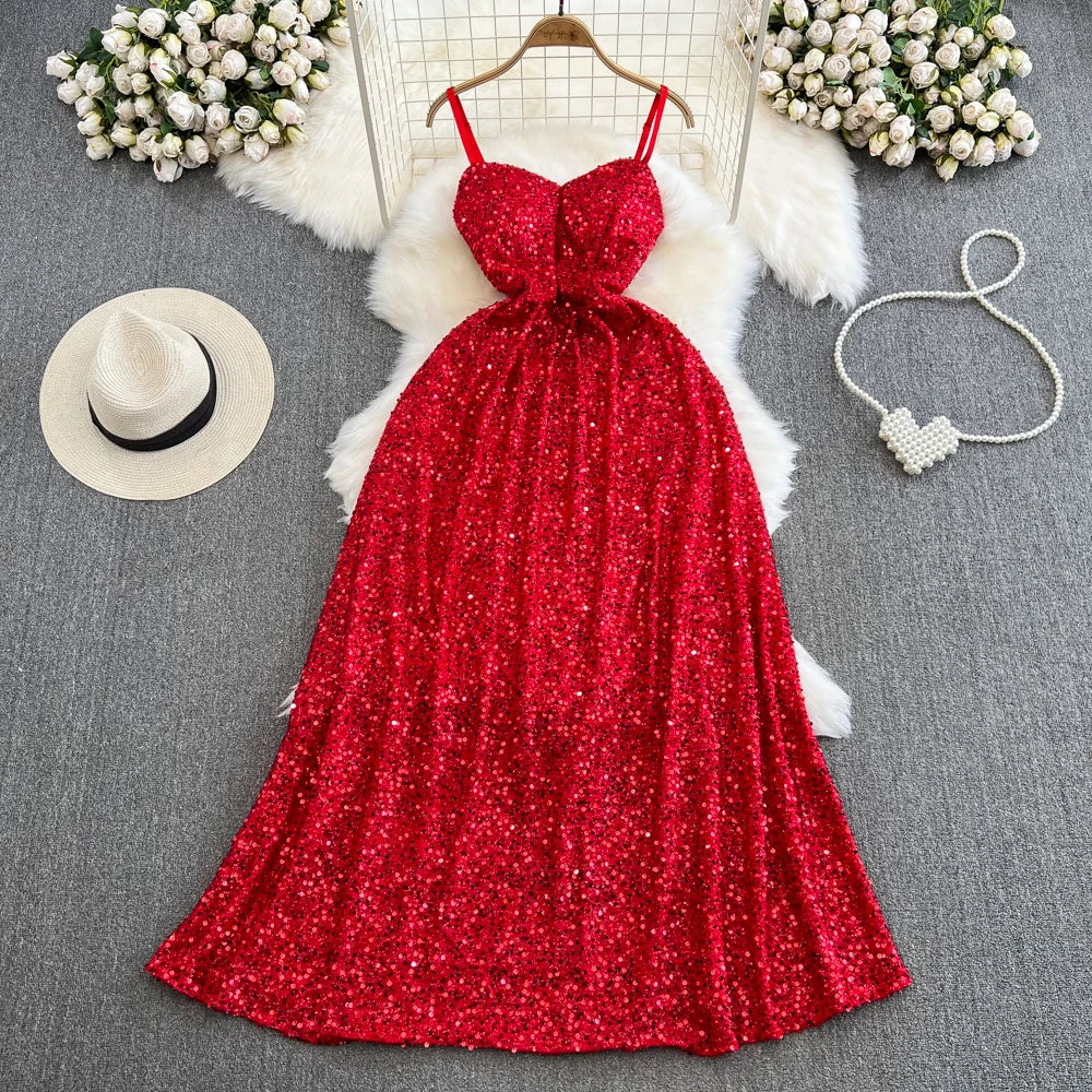 knee length dresses for ladies Akira Poppin' Bottles Rhinestone Maxi Dress | Red main image 1