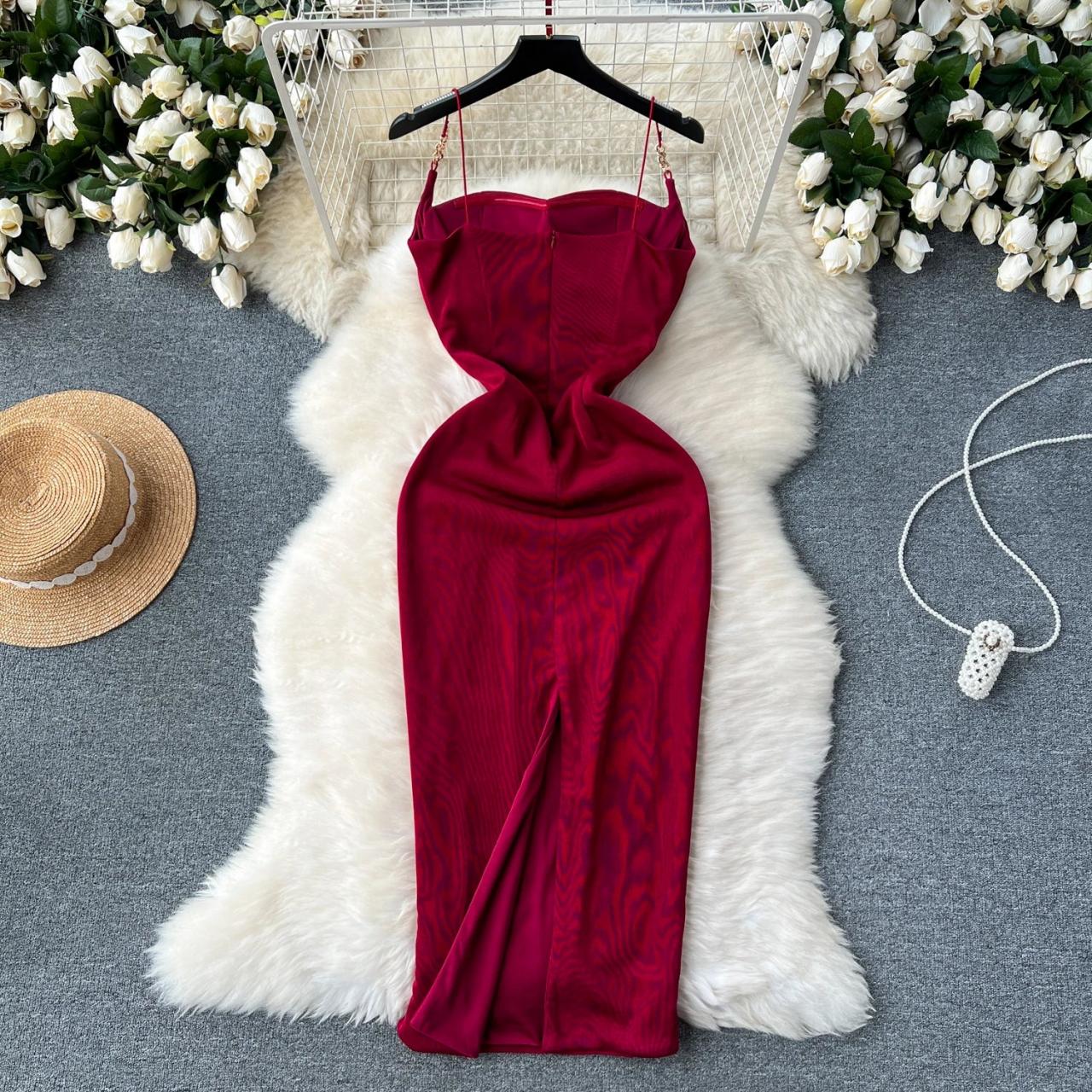 red satin bodycon midi dress Elegant Red Satin Bodycon Midi Dress