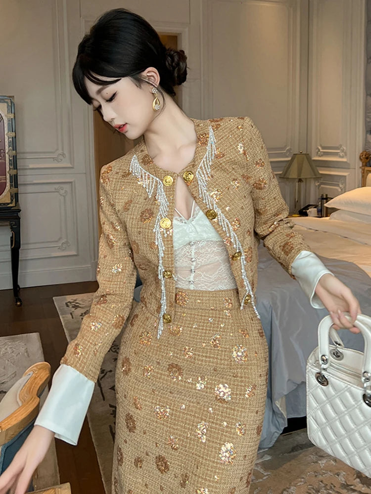 Two piece tweed suit deals