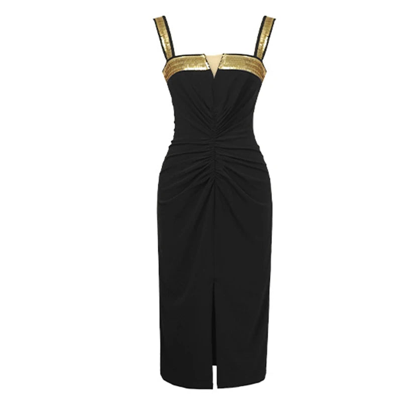 Elegant Black Gold Accent Evening Dress on Luulla