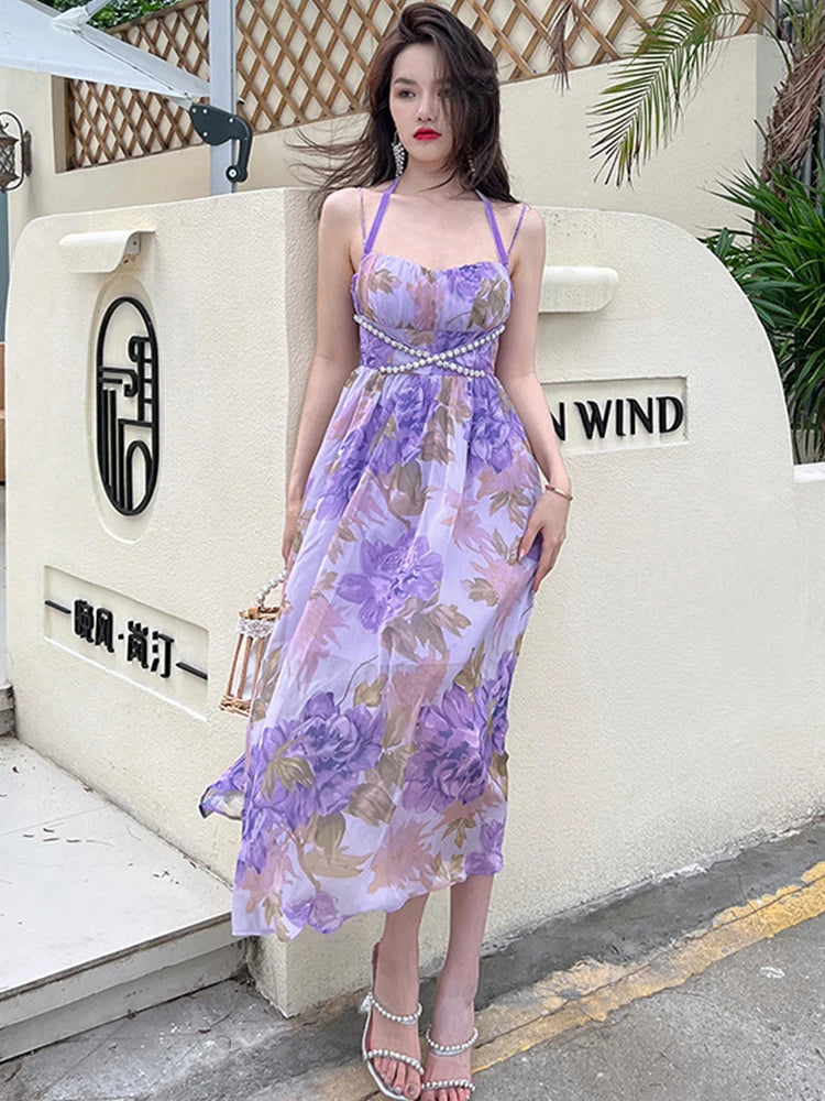 knee length dresses for ladies Just For You Lilac Purple Floral Midi Dress – Shop the Mint