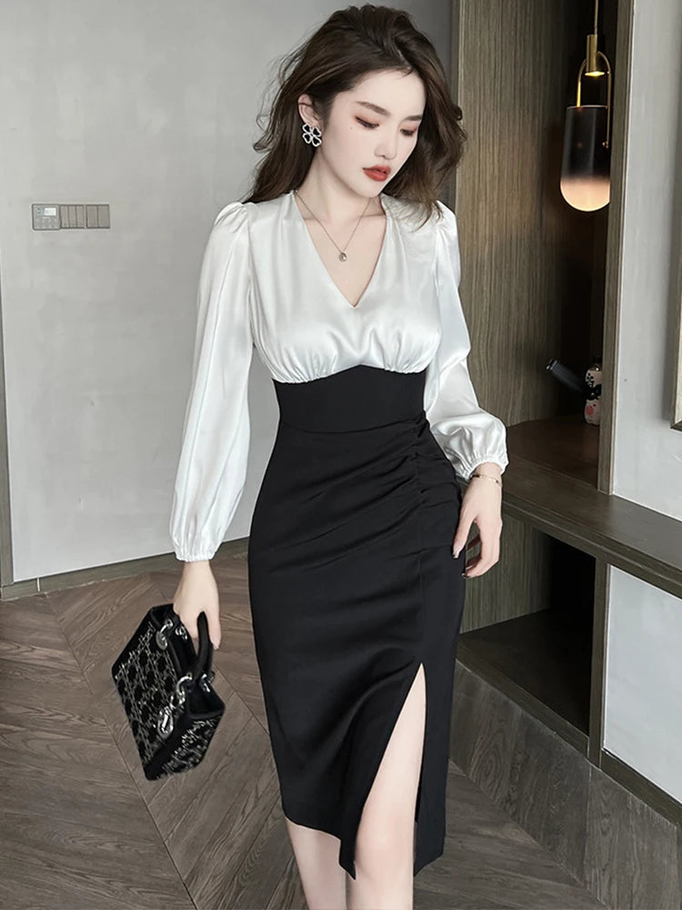 chinese dress ladies MO&Co. Women's Long Sleeves Slit Detail Hooded Midi Dress Casual Weekend Black Size L
