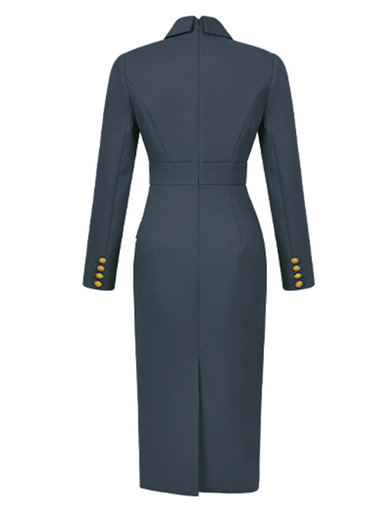 Elegant Double-breasted Blazer Dress With Gold Buttons on Luulla