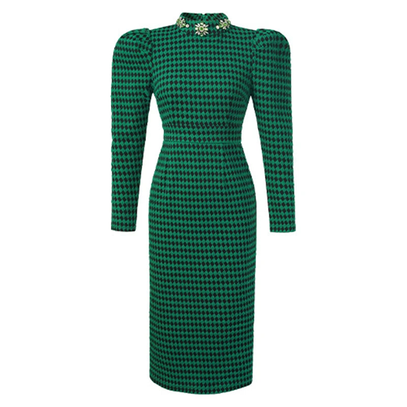 green houndstooth dress Big City Dreams Houndstooth Mini Dress in Hunter Green main image 0