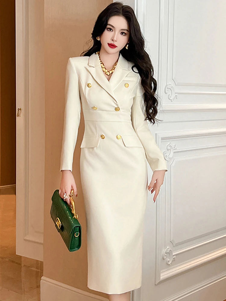chinese dress ladies Double Breasted Ruffle Hem Dress main image 1