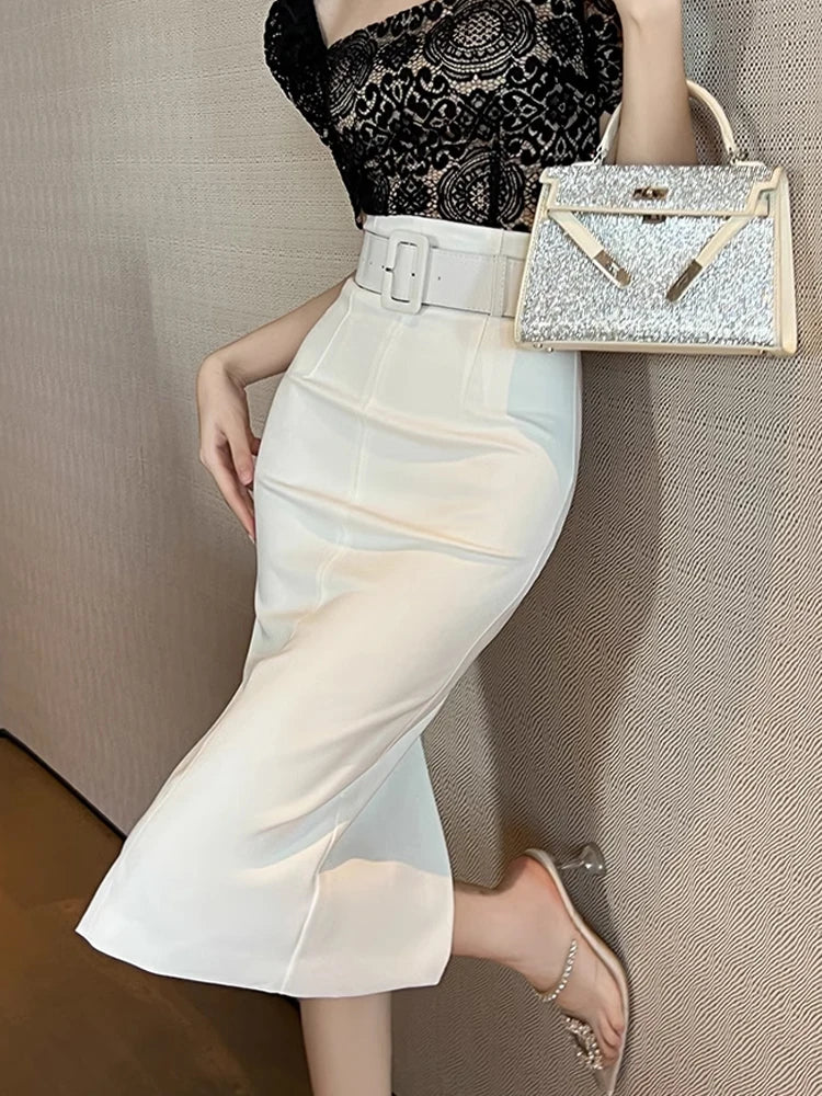 Elegant Black High-waisted Pencil Skirt Dress on Luulla