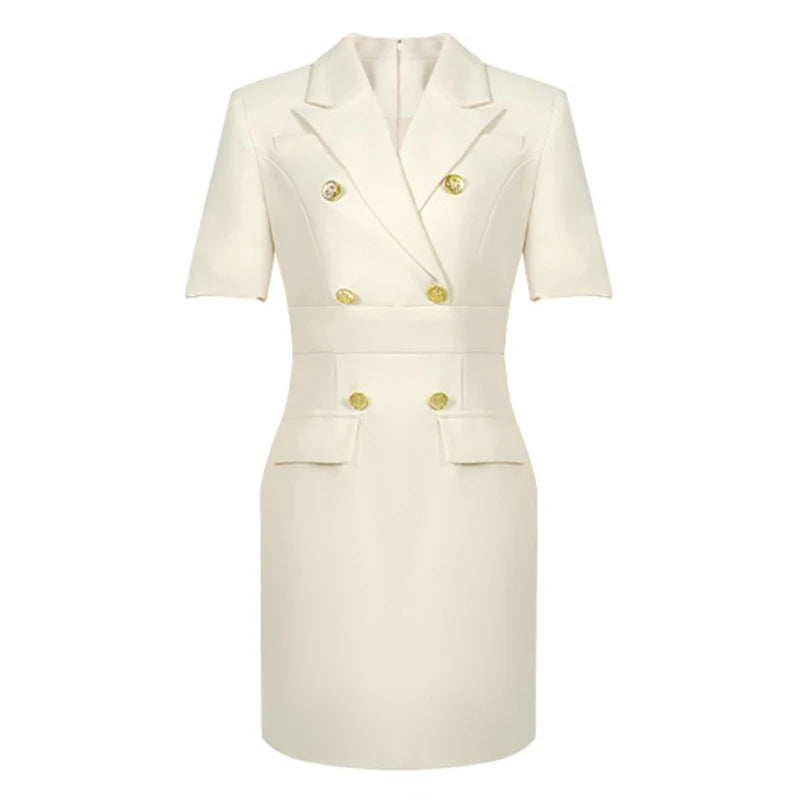 Elegant Double-breasted Short Sleeve Blazer Dress on Luulla