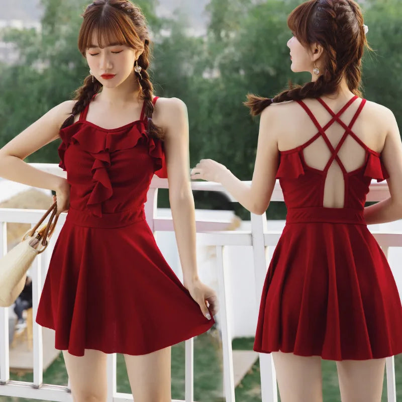 navy blue dress for baby girl Flowy Red Backless Beach Dress for Women main image 1