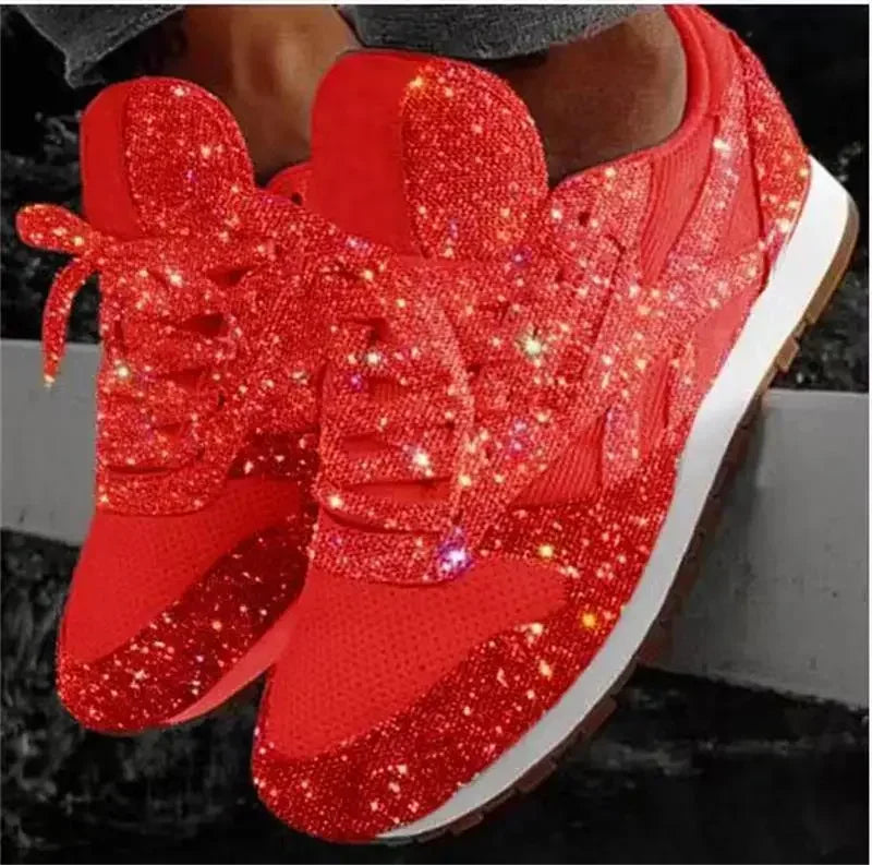 Sparkly Red Glitter Sneakers for Casual Wear