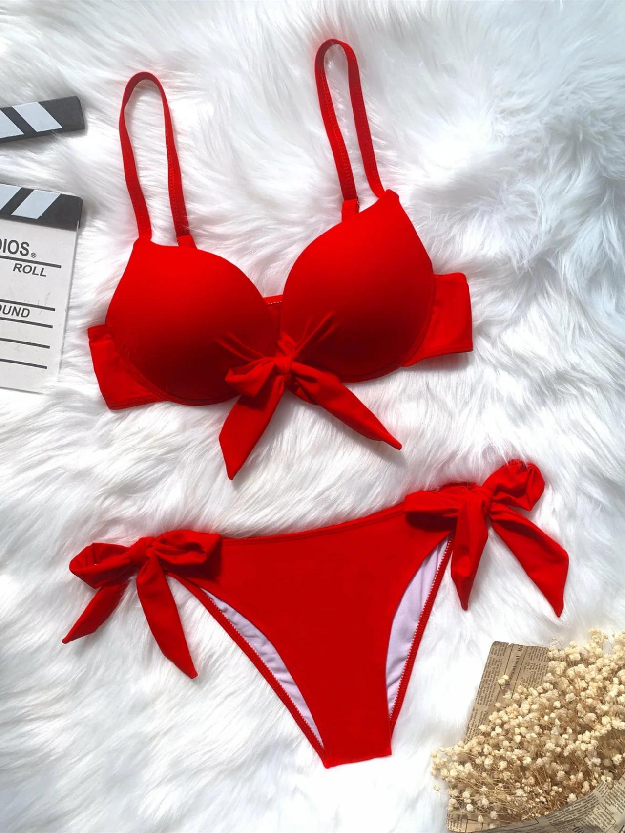 Red bikini padded outlet