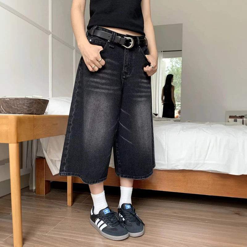 Wide leg denim culottes best sale