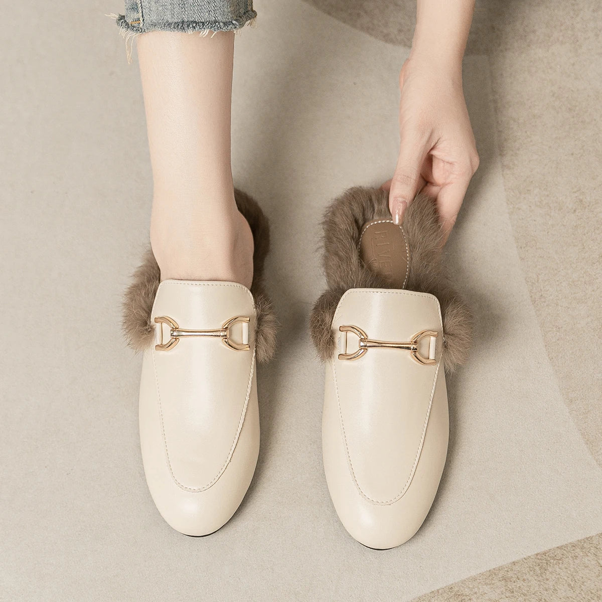 Fur lined slip on loafers store
