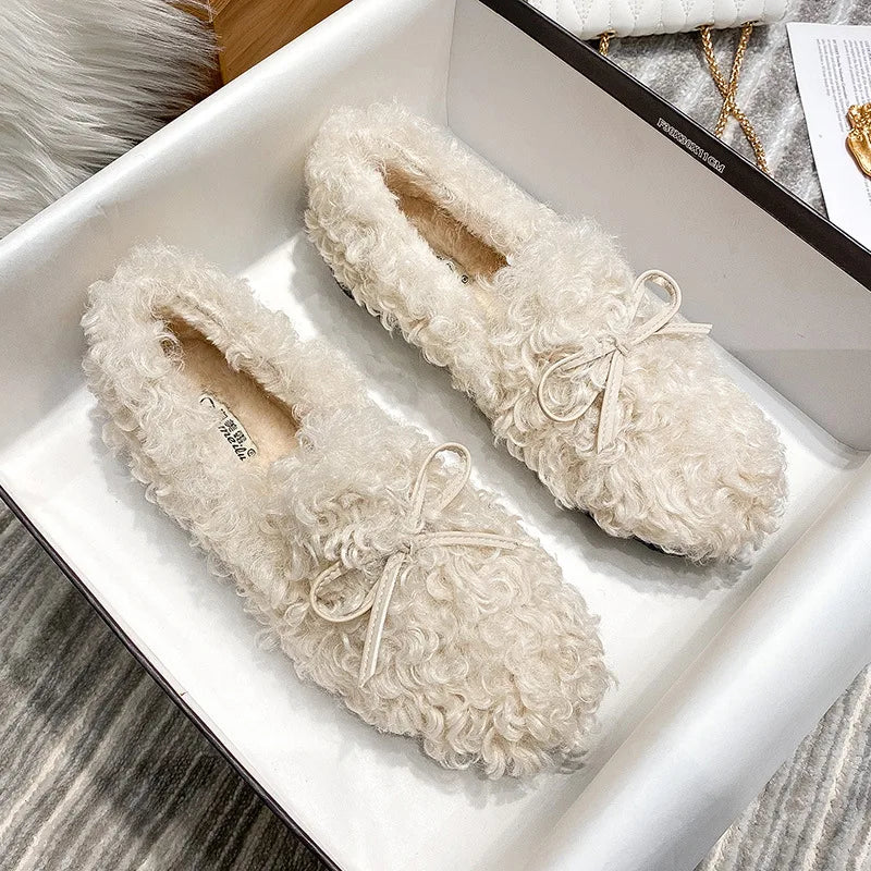 Faux fur slip on loafers deals