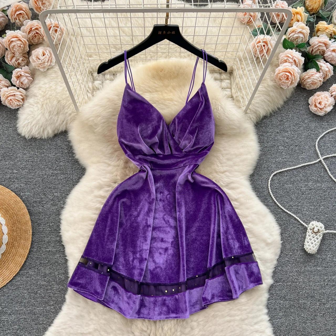 Purple velvet mini dress store