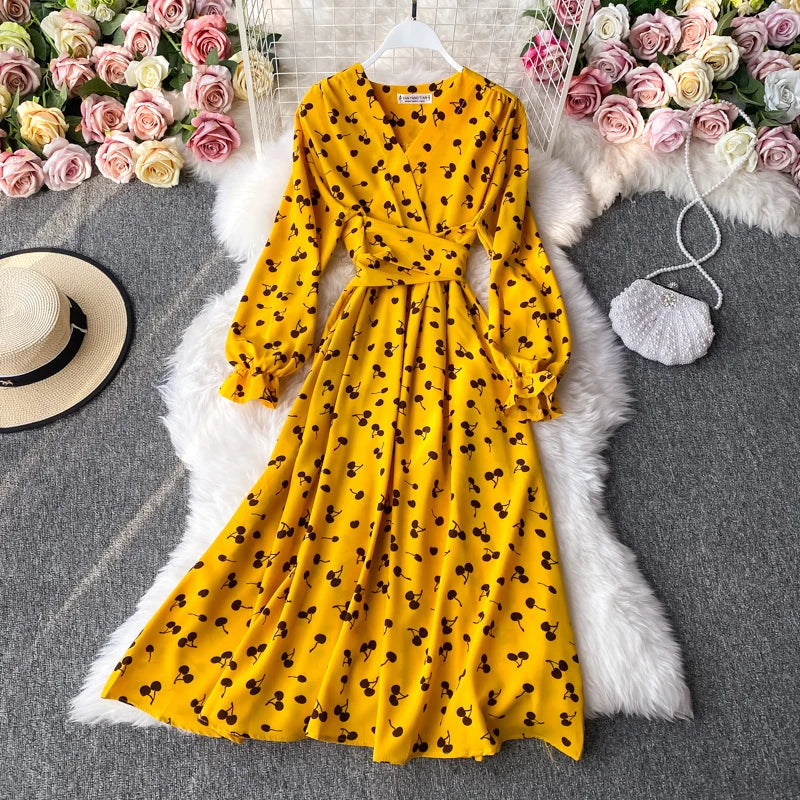 Vintage Floral Long Sleeve Maxi Dress on Luulla