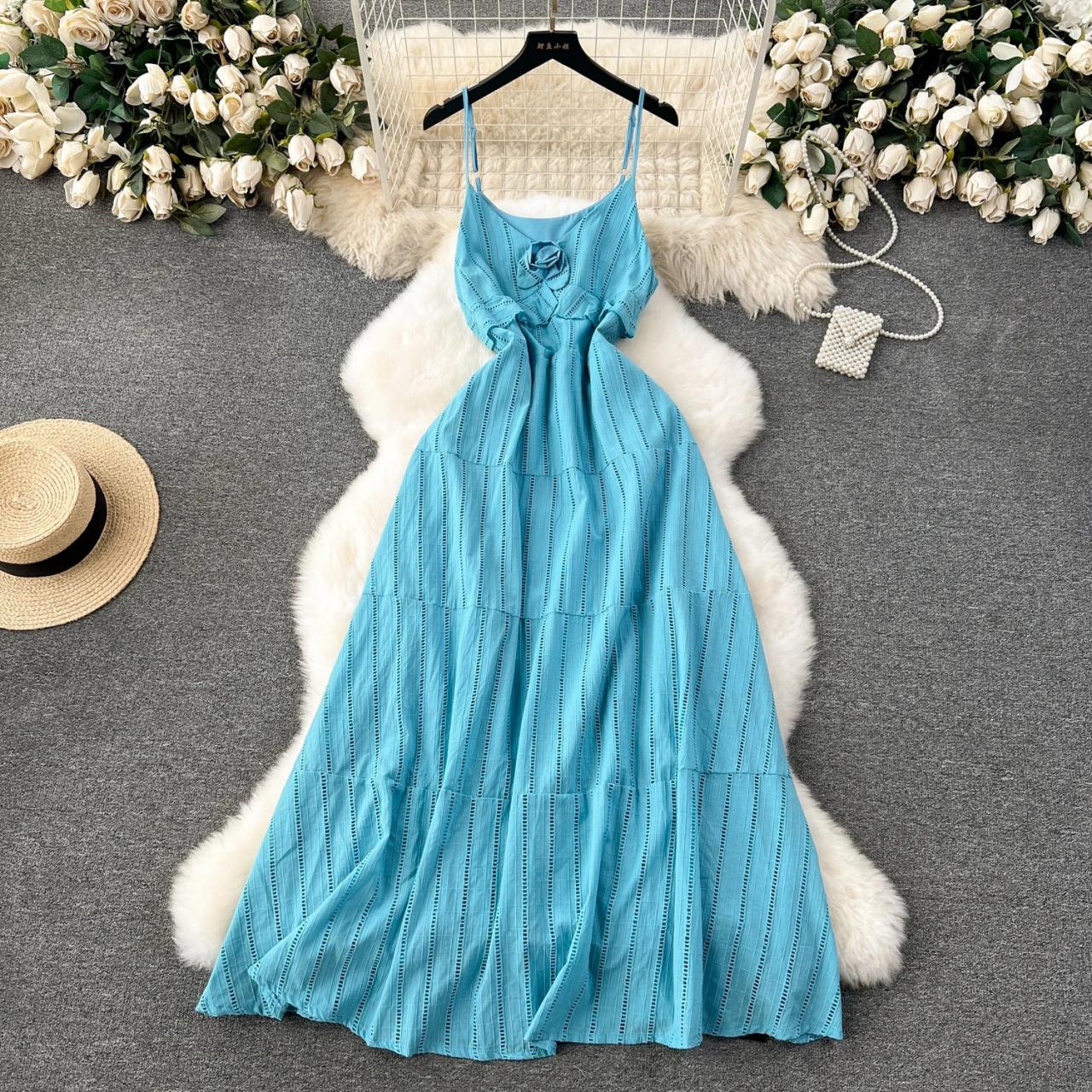 plus size summer beach dress Linen Maxi Beach Dress Livia M / Cloudy Blue main image 1