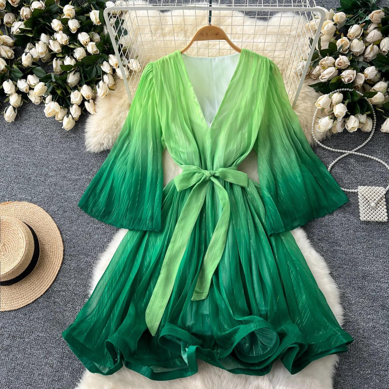 Ombre green dress top