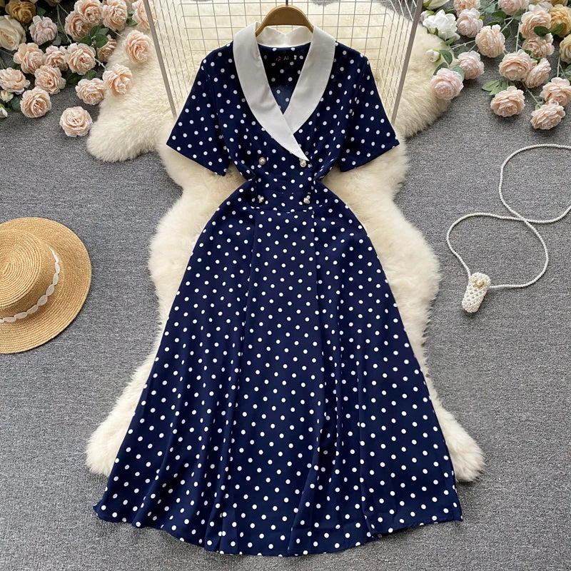 retro navy blue polka dot dress Make every day a twirl-worthy occasion in our Lily Navy Blue Polka Dot Off  Shoulder Dress  Flirty, fun, and full of vintage charm!   #PolkaDotPerfection #VintageVibes #DollyAndDotty