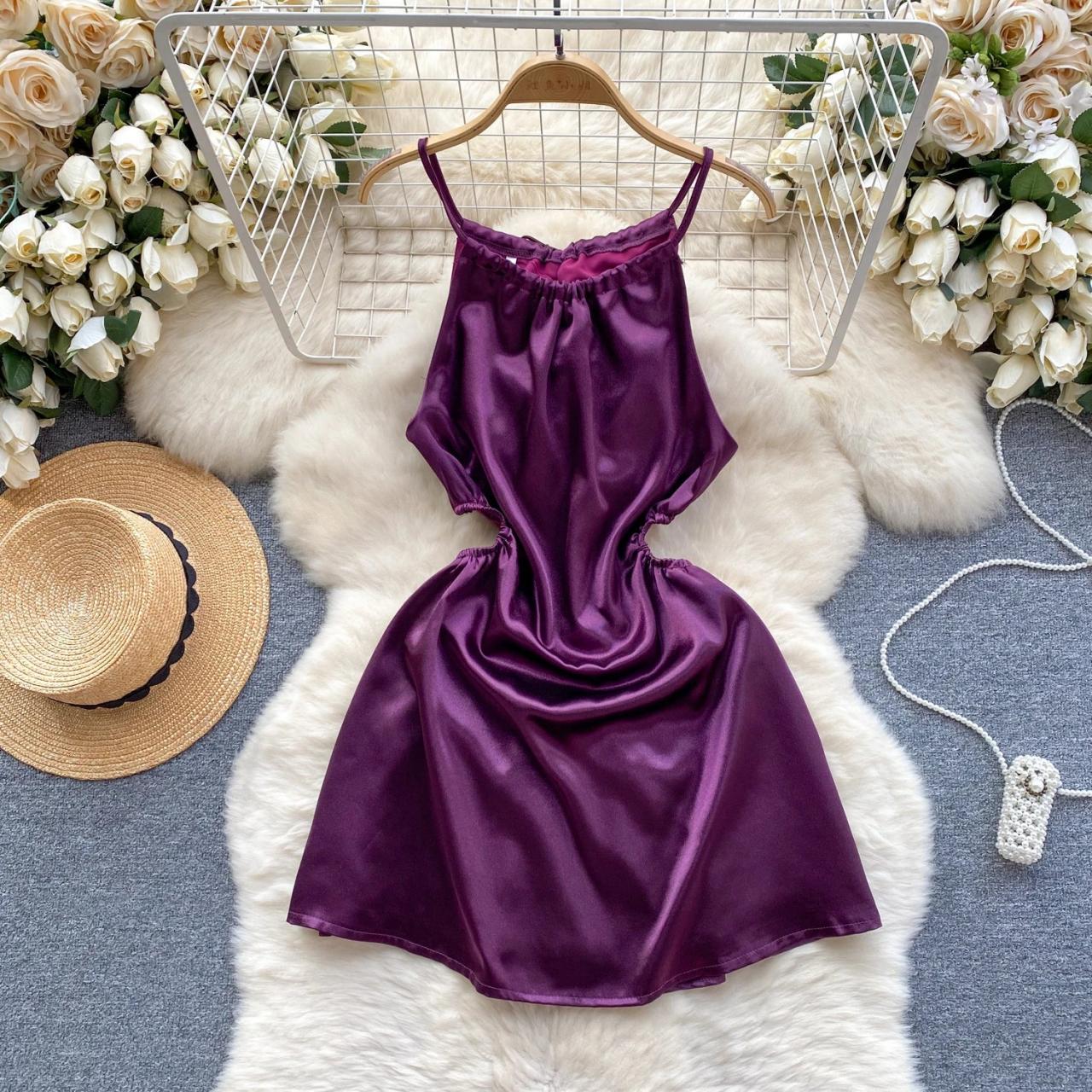 open lace back dress Short Purple Hoco Dress: 12415 Purple / 00 main image 0