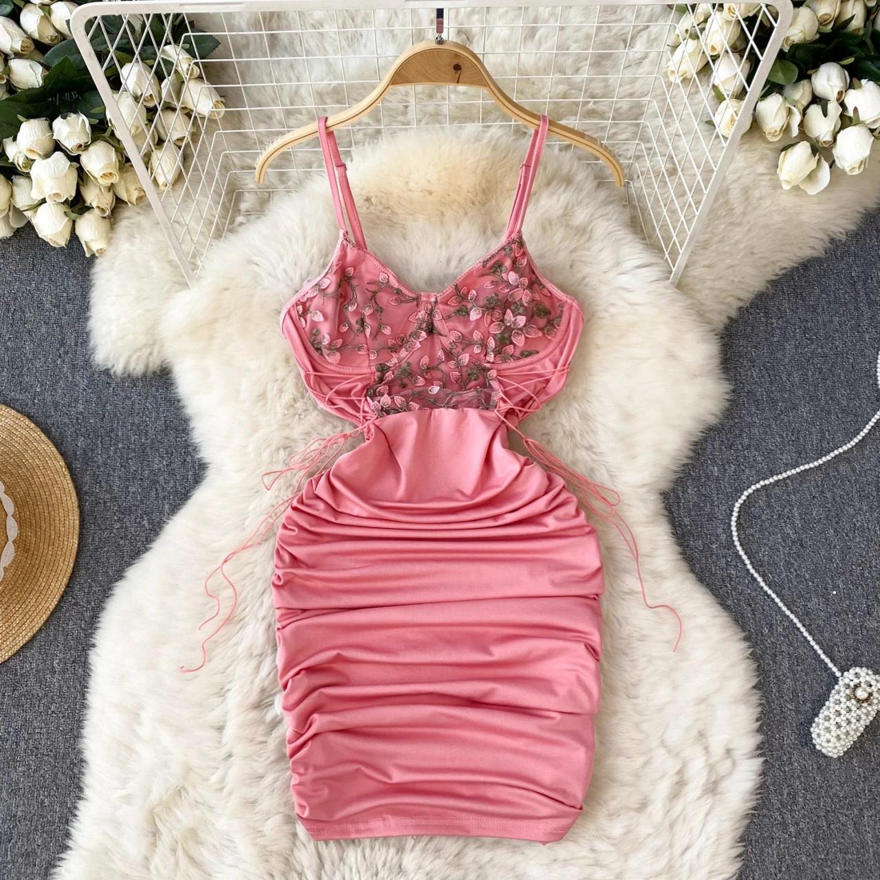 embroidered bodycon dresses Rose Embroidered Bodycon Dress main image 1