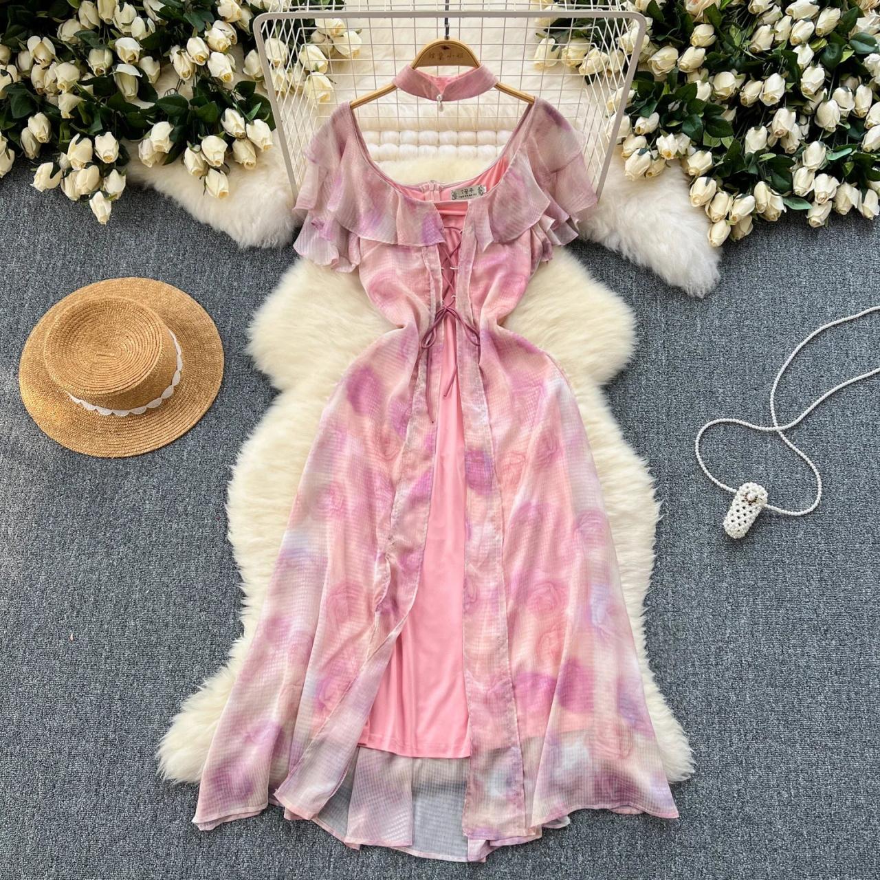 Pastel pink summer dress best sale