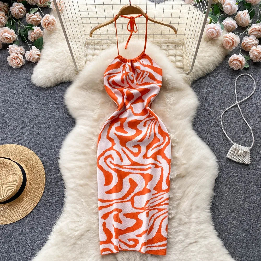 knee length dresses for ladies Natasha Eyelet Halter Midi Dress main image 1