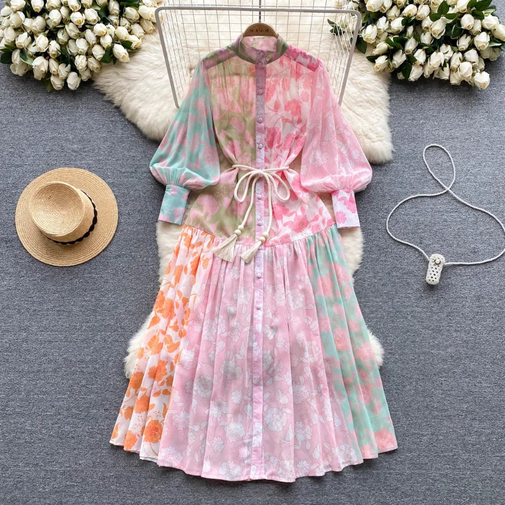 open lace back dress Sculptural Long Sleeve Floral Dress main image 0