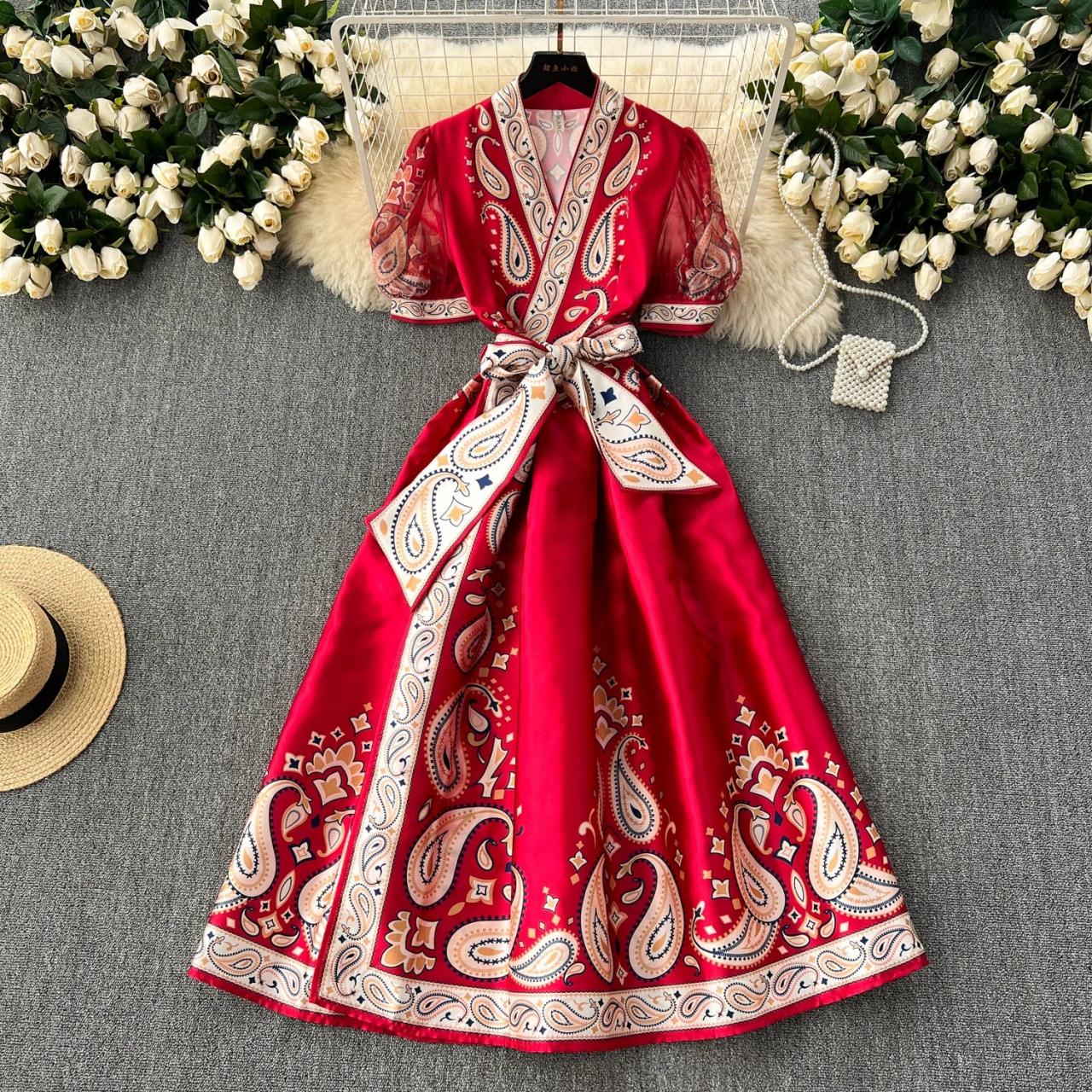 sachin and babi light blue dress Red Satin Robe – Elegant Kimono Loungewear S main image 0