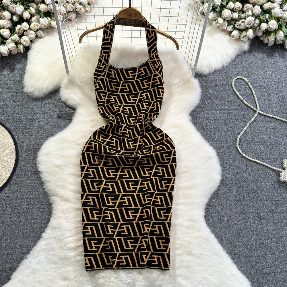 white knit halter dress White Crochet Halter Cut Out Knit Maxi Dress Medium main image 1