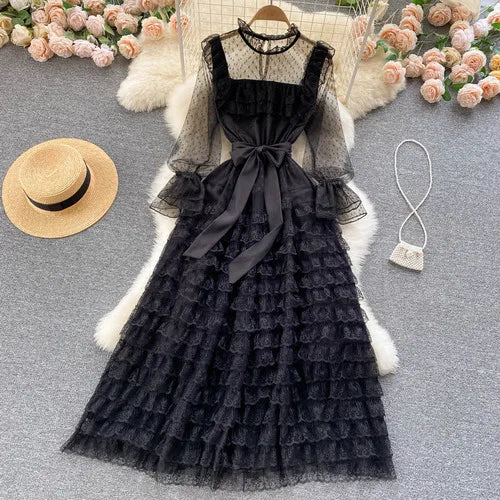 chinese dress ladies VISIONS LACE FRILL DRESS | EBONY | THIRD FORM | Women's Australian Fashion  — THIRD FORM main image 0