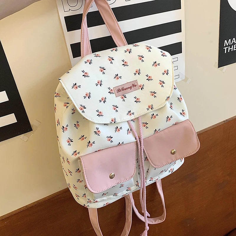 Floral Print Backpack For Women With Pockets