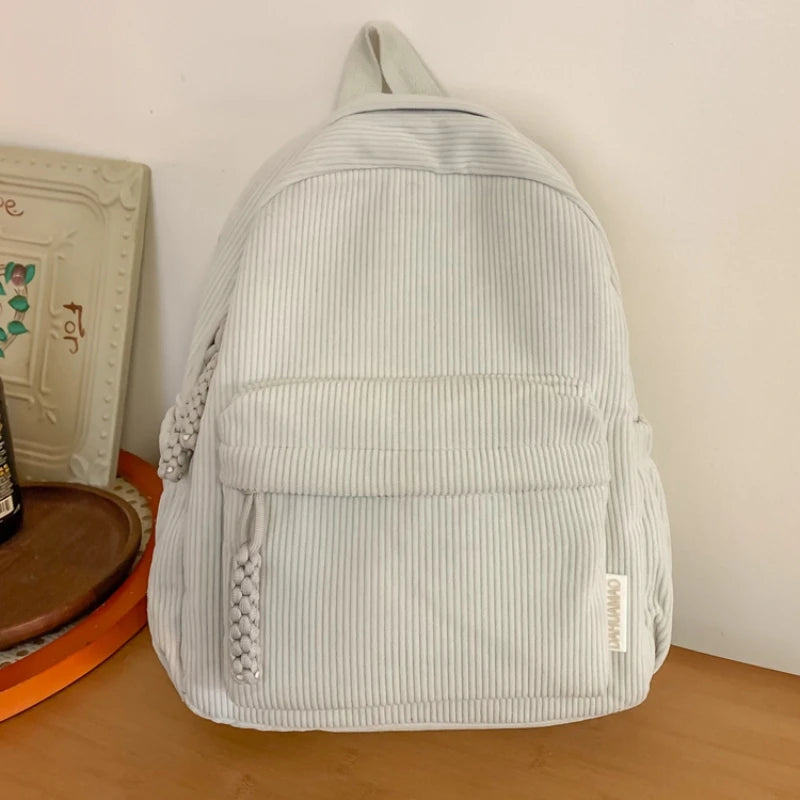 White corduroy backpack hot sale