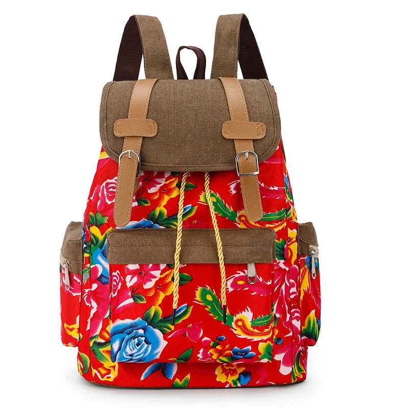 Floral canvas backpack new arrivals