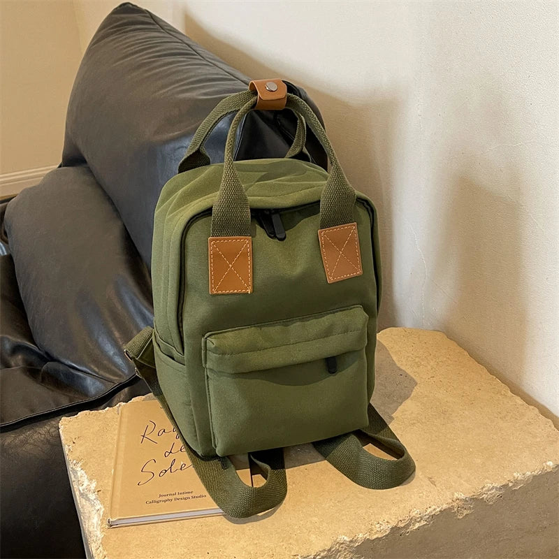 Olive Green Canvas Mini Backpack For Women on Luulla