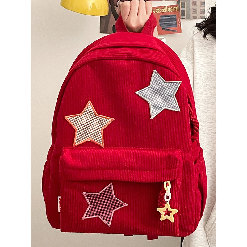 Red corduroy backpack outlet