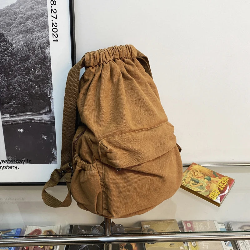Vintage Brown Corduroy Backpack With Multiple Pockets on Luulla
