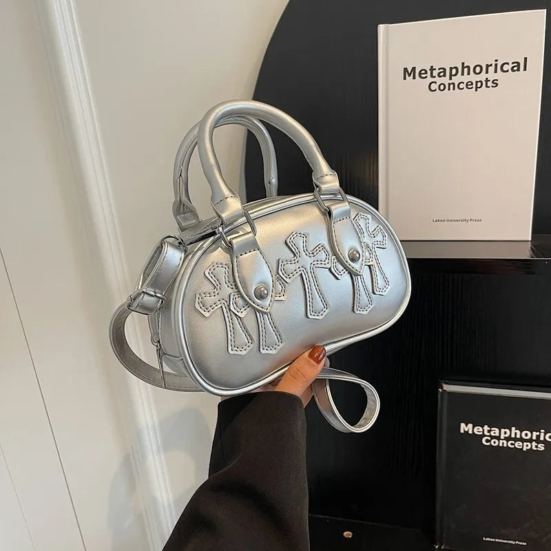 ■LOW CLASSIC■ Lc SMALL CROSS BAGSILVER LC257BA09SV MICRO KENSINGTON Silver Glitter Micro Bag by KURT GEIGER LONDON