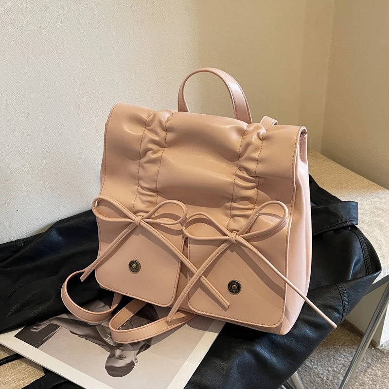 Blush pink leather backpack store