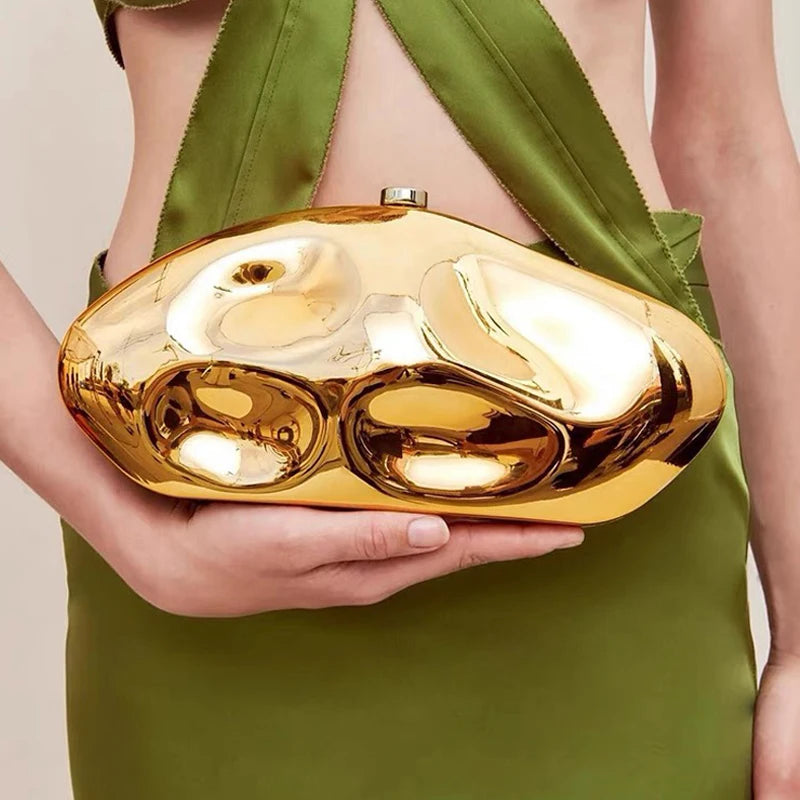 Metallic Gold Abstract Design Evening Clutch Bag