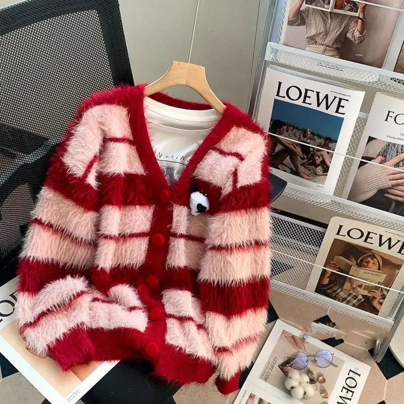 Fluffy button up cardigan shop