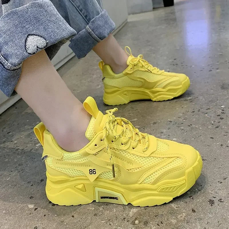 Yellow chunky sneakers outlet