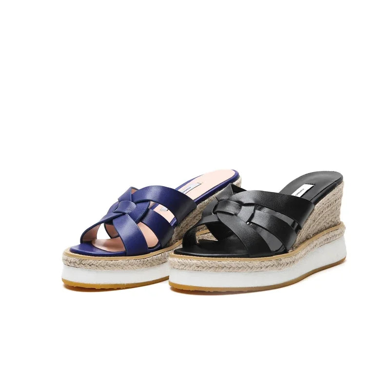 Navy wedge espadrille sandals clearance