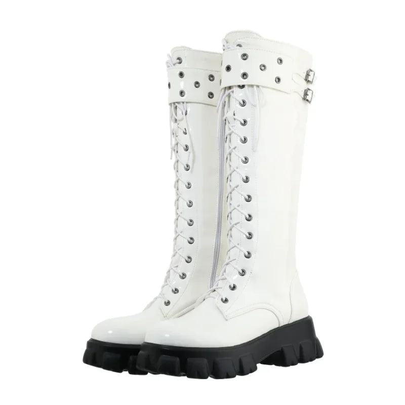 Over the knee lace up combat boots outlet
