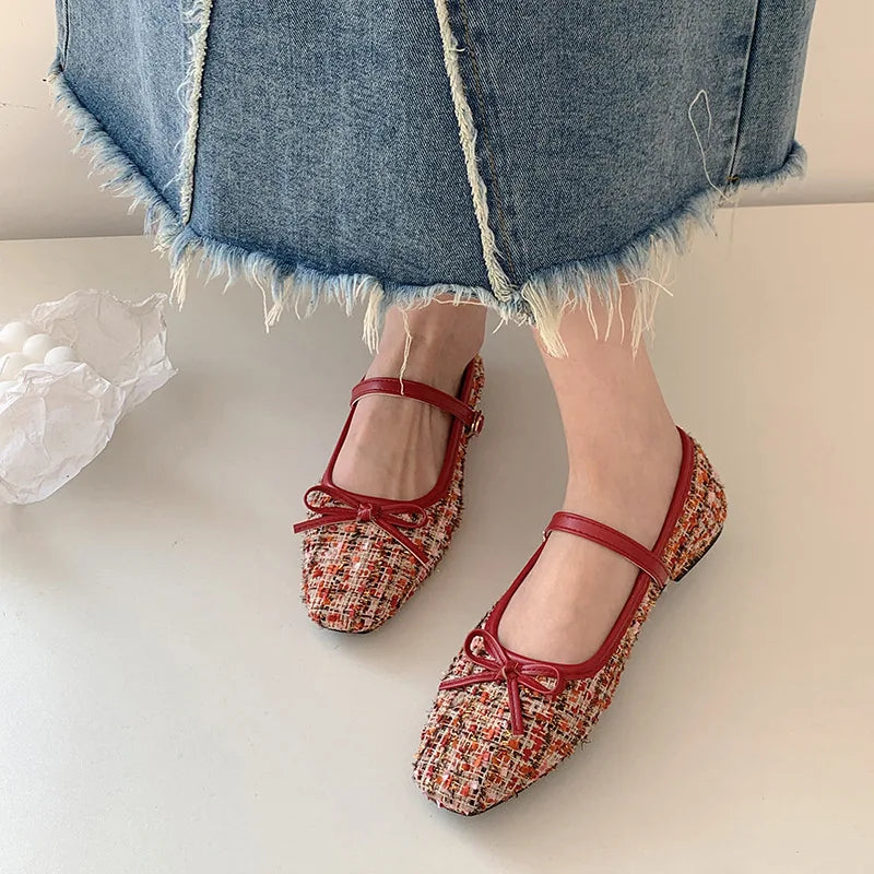 Tweed flat shoes cheap