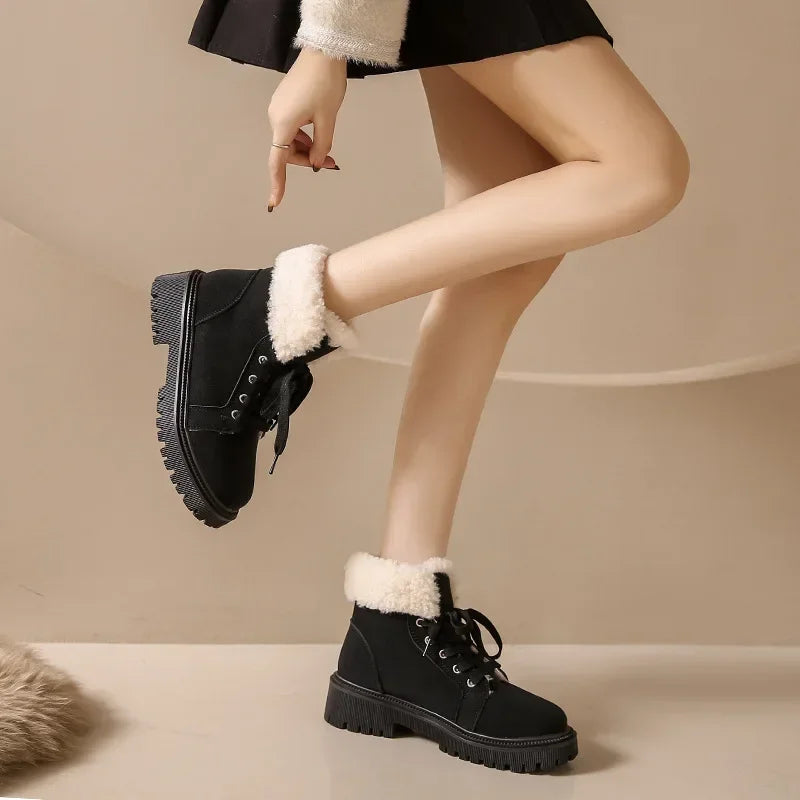 Fur lined winter ankle boots sales