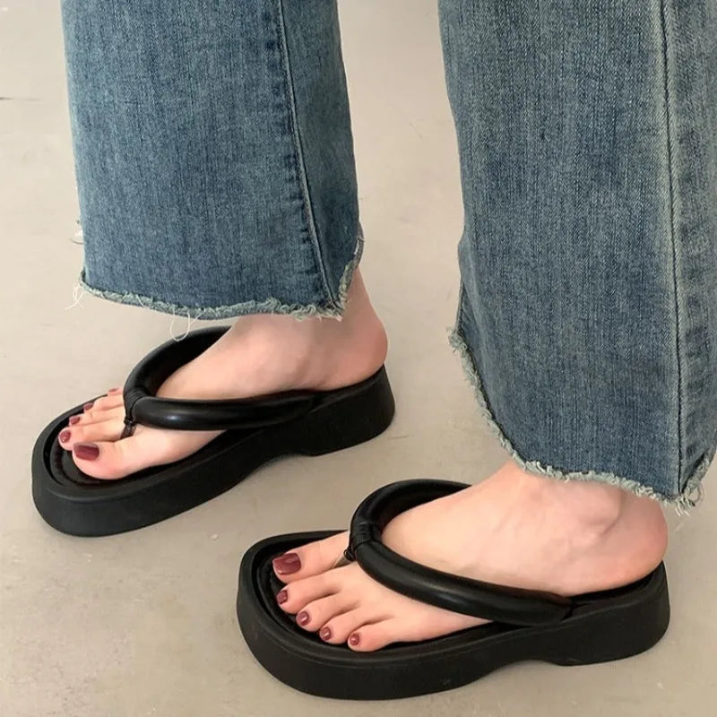 Womens Black Platform Thong Sandal Footwear on Luulla