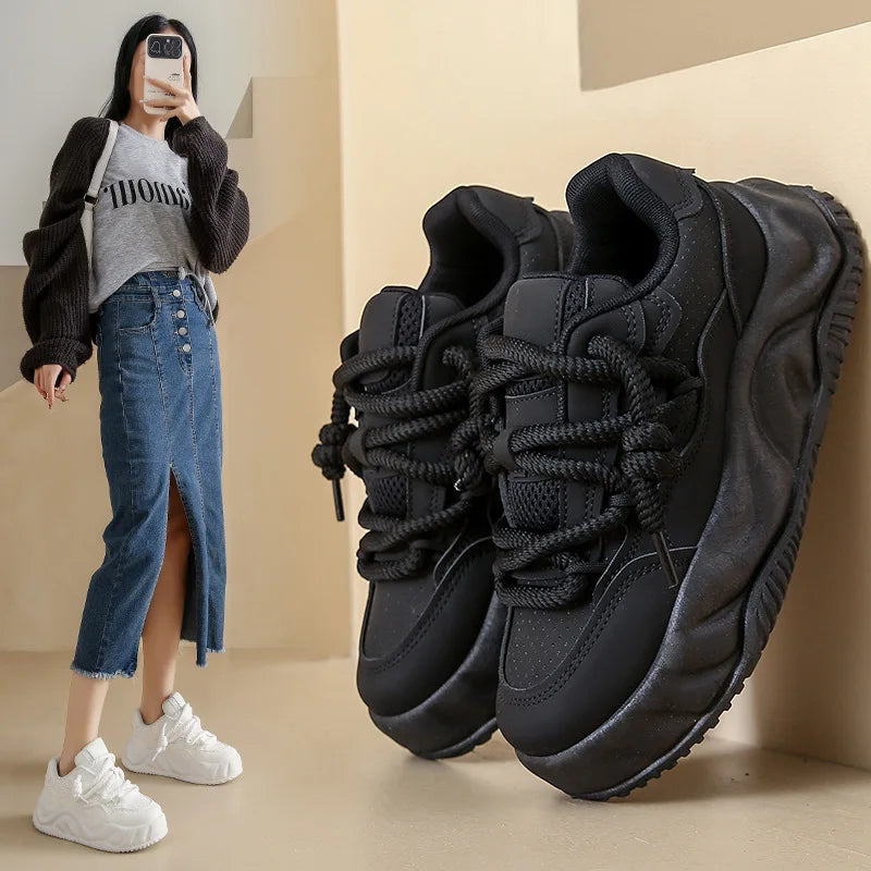 Womens black chunky shoes cheap