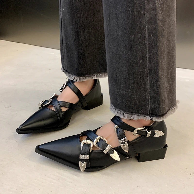 Strappy buckle flats online